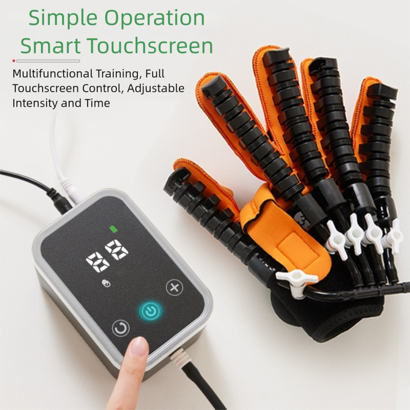 Smart robotic glove featuring touchscreen for hand rehabilitation exercises